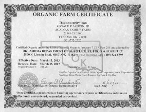 Organic farm certificate